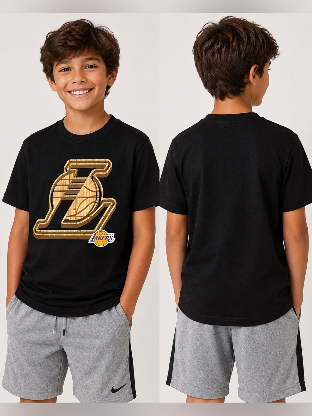 NBA Los Angeles Lakers Black Graphic Logo T-Shirt Youth Medium (10/12) NWT - Picture 5 of 6